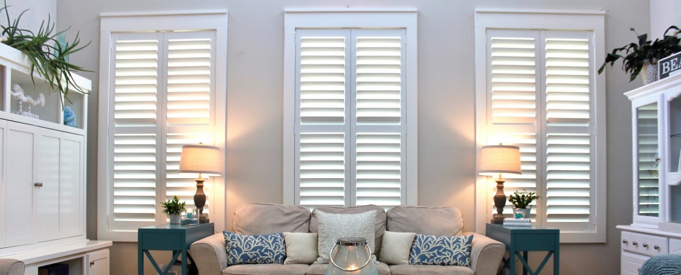 Plantation shutters in living room